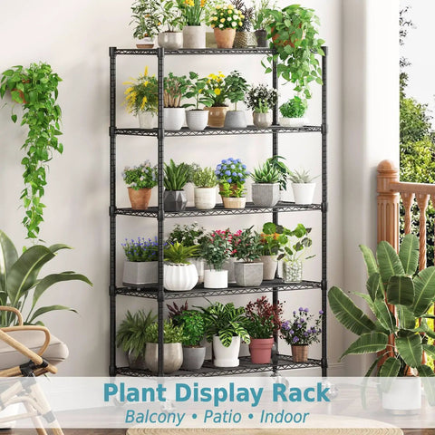 Heavy Duty Five Tier Wire Shelving Cart With Smooth Rollers And Adjustable Metal Storage Racks That Make Organizing A Breeze In Tight Garages Kitchens Or Laundry Rooms 46 By 18 By 74 Inches Black