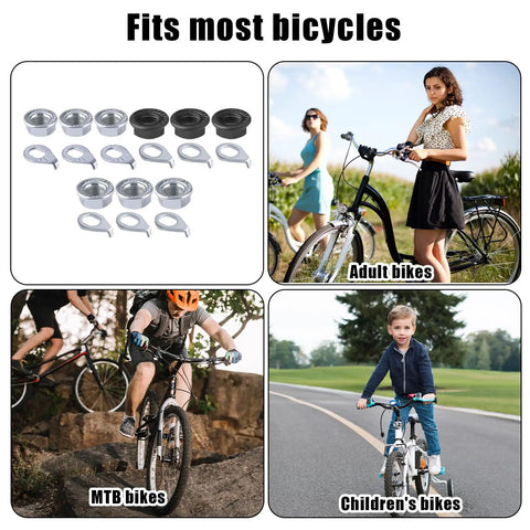 Carbon Steel Bike Wheel Flanged Axle Nut Kit With M8 M9.5 M10 Thread Sizes For Front And Rear Wheels 12 Piece Set demonstration