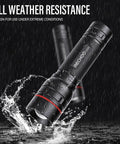 Rechargeable High Lumens Tactical Flashlight Two Pack G1000 Super Bright LED Light shown in water resistance test