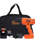 20V Max Cordless Drill And Home Tool Kit Set With 34 Pieces Includes Bits Utility Knife Tape Measure 6 Inch Level Magnetic Bit Holder And More Ideal For DIYers And Pros Alike For Tackling Home Projects Repairs And Upgrades in black and orange bag