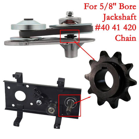 10 Tooth Sprocket And Spacer Kit with Five Eighth Inch Bore for CVT Mini Bike Go Kart Chain Sizes 40 41 420, aluminum alloy.