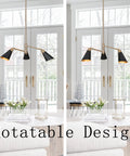 Three Light Modern Black And Gold Chandelier With Copper Brass Finish in living room, adjustable slanted shades.