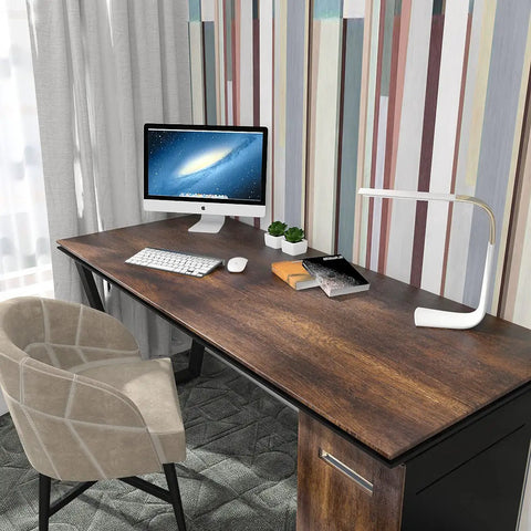 Wood Grain Contact Paper 30x200 Inch Roll Peel And Stick Self Adhesive Wallpaper on office desk with computer setup