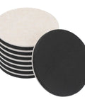 Hella Smooth Five Inch Felt Furniture Sliders Sturdy Eight Piece Round Movers showing black felt bottom pads stacked and ready for use.