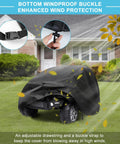 Tough As Nails Kids Ride On Toy Car Cover for Outdoor Use with adjustable windproof buckle in use, shielding toy vehicle.