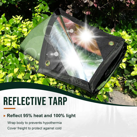 Heavy Duty Survival Tarp Cover 8.5 By 11.8 Feet Emergency Blanket Reflective Thermal Ripstop Waterproof Bombproof All Weather Shelter display