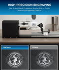 Rotary Cutter and Engraver Attachment With Three Jaw Chuck and Two Phase Stepper Motor setup for engraving on a mug