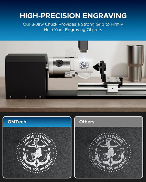 Rotary Cutter and Engraver Attachment With Three Jaw Chuck and Two Phase Stepper Motor setup for engraving on a mug