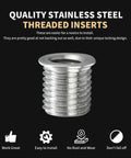 Close-up of stainless steel threaded insert from M5 X 0.8 Thread Repair Kit With Stainless Steel Inserts Drill Tap Counterbore And Install Driver 10 Pcs Metric M5X0.8X7.6MM Inserts Restores Damaged Threads In Metal And Plastic Pro Grade Kit, showing quality and design features.