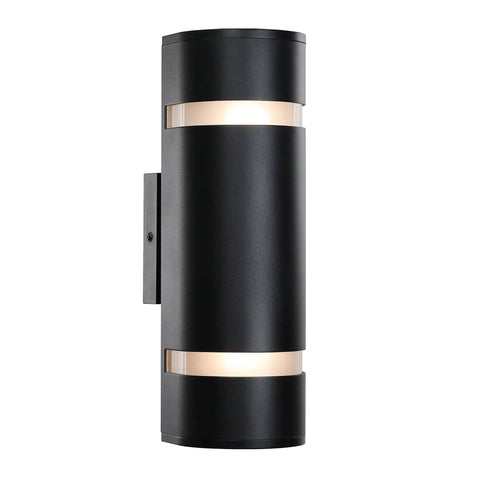 Outdoor Wall Light Sconce 2 Pack Black Waterproof D Shaped Mount Modern Dope Exterior Lighting For Garden And Patio Up And Down Frosted Glass Aluminum Alloy Finish Weatherproof Durable