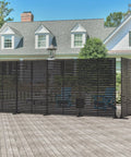Outdoor Privacy Screen Set With Six Interlocking Freestanding Panels And Stand, 72 Inch Tall HDPE Fence With Louver Pattern in garden