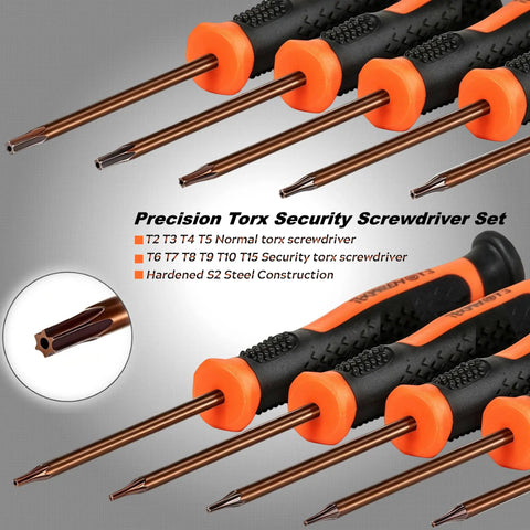 Compact 10 In 1 Torx Screwdriver Set Covers T2 To T15 With Solid And Security Bits Perfect For Fixing Macbook, Xbox, PS5, Ring Doorbell, Or Computer Gear At Home Or On The Go Without Breaking A Sweat. S2 steel precision bits