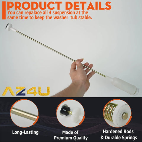 Washer Suspension Rod Kit Assembly For LG Top Load Washers Replacement 4 Piece Set held vertically, focus on build quality