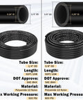 Brass Dot Air Line Fittings Kit with Fifty Foot One Quarter Inch and Fifty Foot Three Eighth Inch Lines showing specs and hoses.