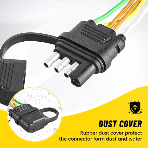 4 Pin 5 Wire Trailer Wiring Harness 18 Inch Replacement Kit with 16AWG Pure Copper Conductors showing flat plug