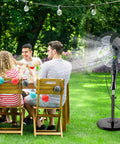 Turn Any Outdoor Fan Into A Chill Mist Mister Kit With 19.69 Ft Water Line 5 Brass Nozzles And Adjustable Valve For Serious Patio Cooling Easy Install Fan Not Included on a standing fan cooling a group outdoors