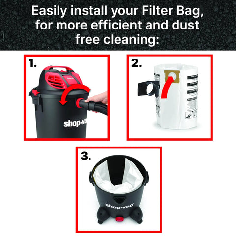 Disposable Filter Bags For Dry Pick Up Only Fits 10 To 14 Gallon Vacuums Three Pack Non Hazardous Materials Easy To Use