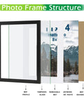 Two Pack Black Wooden Picture Frames For 16x20 To 11x14 Mat Opening 10.5x13.5 With Tempered Glass And Modern Matte Finish frame structure