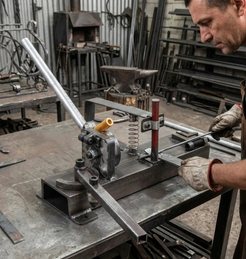All In One Metalworking Tool For Sheet Metal Bending, Cutting, And Embossing With A Handy Manual Ironworker, precision shop setup