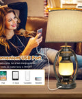 3-Way Dimmable Touch Control Table Lamps Set Of 2 With Cozy Farmhouse Lantern Nightlight, 23 Inch Bedside USB Lamp in living room