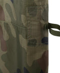 Supertarp Tarp Shelter In Pencott Wildwood Camo, detail of waterproof ripstop material with reinforced attachment