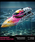 12 Inch RC Boat For Kids And Adults, Fast 25 KPH Remote Control Speed Boat With Dual Batteries underwater view showing waterproof structure