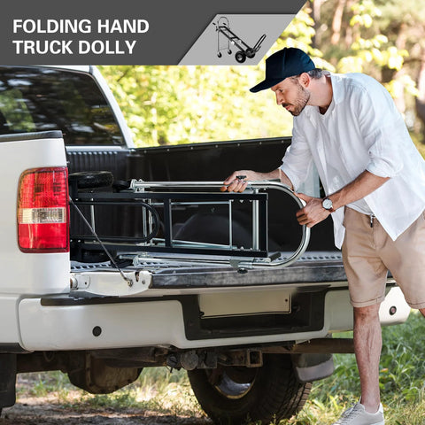 Man loading Three In One Industrial Convertible Hand Truck Dolly With 1000 Lb Capacity into a truck for transport