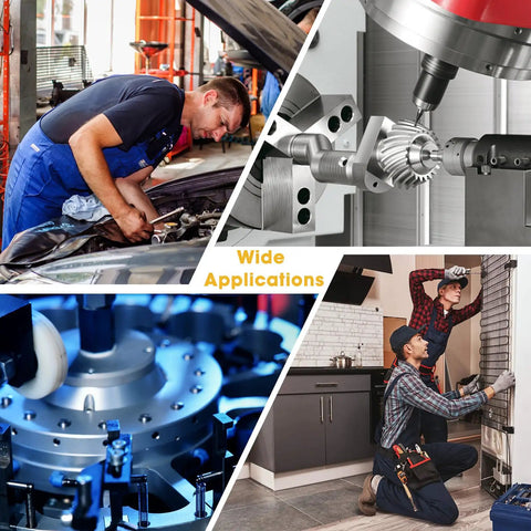 Collage showing various applications of 600 Pcs M3 Screws Set With Black Alloy Steel in automotive, machining, and DIY repairs.