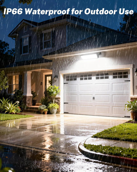 Two Pack 100W LED Shop Lights 14000 Lumens 6000K Daylight Plug In Garage Lights With 6 Foot Power Cord IP66 Waterproof