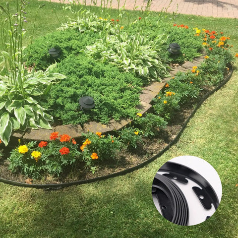 Flexible Lawn And Garden Edging Border 1.5 Inch By 16 Foot Black Reinforced Plastic Grass Border for flower beds and pavement