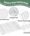 Stainless Steel Baking Sheet With Wire Rack Set 16 Inch By 12 Inch Pan And Cooling Rack features dense wires and 6 support feet
