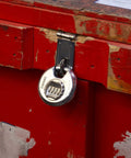Heavy Duty 80mm Resettable Four Dial Padlock With Chrome Plated Hardened Steel Shackle on red toolbox