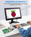 Dope 12 Inch HDMI Monitor With 1366x768 LCD For Home Kitchen Security Setup displaying Raspberry Pi screen