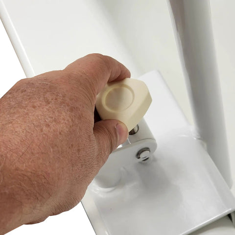 Hand adjusting clamp on White Bathtub Rail With Wide Grip For Bathroom Safety, Shower Handle And Bathtub Bar Clamp