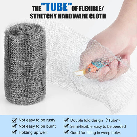 Flexible Stainless Steel Wool Roll For Gap Blocking 5 Inch By 30 Foot, Rust Resistant Mesh, hand bending wire mesh