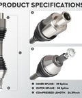 Heavy Duty Front Left And Right CV Axle Shaft Assembly For Ram 1500 3.0L 3.6L 4.7L 5.7L 2 Pack Driver Passenger Side inner and outer spline details