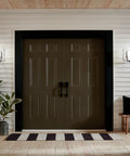Outdoor Wall Light 1 Light Exterior Wall Sconce With A Slick Black Finish And Satin Etched Opal Glass beside double doors