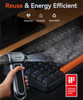 Hand using MegaFlow100 Cordless Electric Air Duster With 150000 RPM Turbo Power Brushless Motor on keyboard