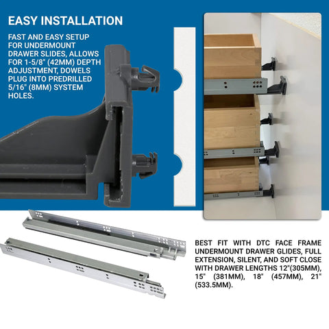 2 Pack Heavy Duty Rear Mounting Brackets For Undermount Drawer Glides Plastic Grey Backplates Adjustable Fit For Drawer Slides Supports 12 Inch 15 Inch 18 Inch And 21 Inch Lengths Socket Style Mounting System, gray plastic bracket on drawer slide