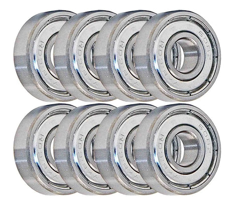 Top Shelf 608ZZ Double Shielded Ball Bearings Set Of Eight For Skateboards Longboards Kick Scooters Premium Carbon Steel Slick Rolling Precision Engineering