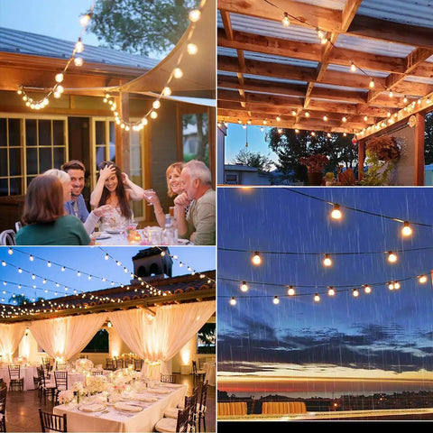 Outdoor String Lights 150Ft IP65 Waterproof With 76 G40 Shatterproof Edison Bulbs 3 Spare Dimmable Warm White LED Patio