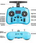 Front and back view of Pocket ELRS Remote Controller With Portable Hall Gimbal EdgeTX 2.10.5 Transmitter With LED Light For FPV Drones