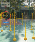 Dope High Speed Drone Racing Obstacle Course Kit With 60cm Takeoff Pad set up on outdoor basketball court.