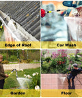 Telescoping Gutter Cleaning Kit With 16Ft To 24Ft Reach From The Ground, 360 Degree Rotating Metal Nozzle in various uses