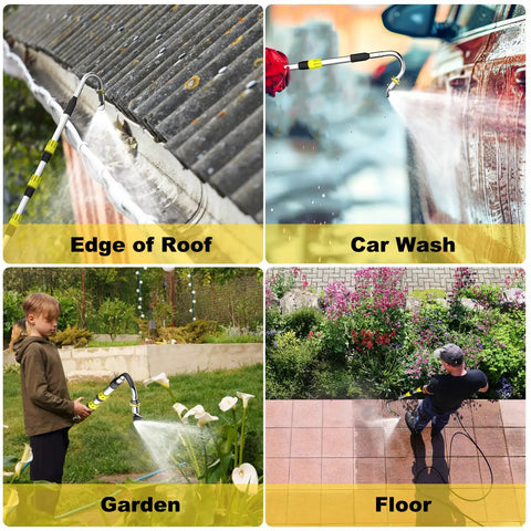 Telescoping Gutter Cleaning Kit With 16Ft To 24Ft Reach From The Ground, 360 Degree Rotating Metal Nozzle in various uses
