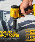 Wagan Onevolt 3-in-1 Cordless Electric Power Tool With Brushless Motor And 280 Ft-Lbs Torque using impact wrench on a bolt.