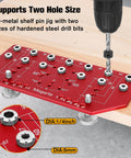 2 In 1 Shelf Pin And Hinge Jig For Cabinets, Aluminum Alloy Drill Template With One Quarter Inch And 5mm Drill Bits shown