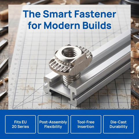 Hella Sturdy 150 Piece Sliding T Nut Set M3 Hammer Head T Slot Hardware Drop In Fasteners Fits 2020 And Eu 20 Aluminum Extrusion with silver finish.
