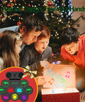 Family around Christmas tree with Roll Up 9 Pad MIDI Electronic Drum Set With Headphone Jack Built In Dual Speakers gift box.