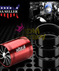 Red Turbine Air Intake Fuel Saver Dual Fan Turbonator Acceleration System with black intake hose adapters displayed on grid surface.